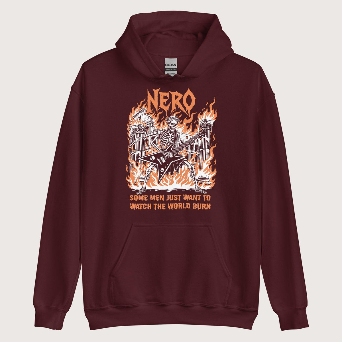 Maroon Nero Watch the World Burn Hoodie - history buff gift by HistoHead