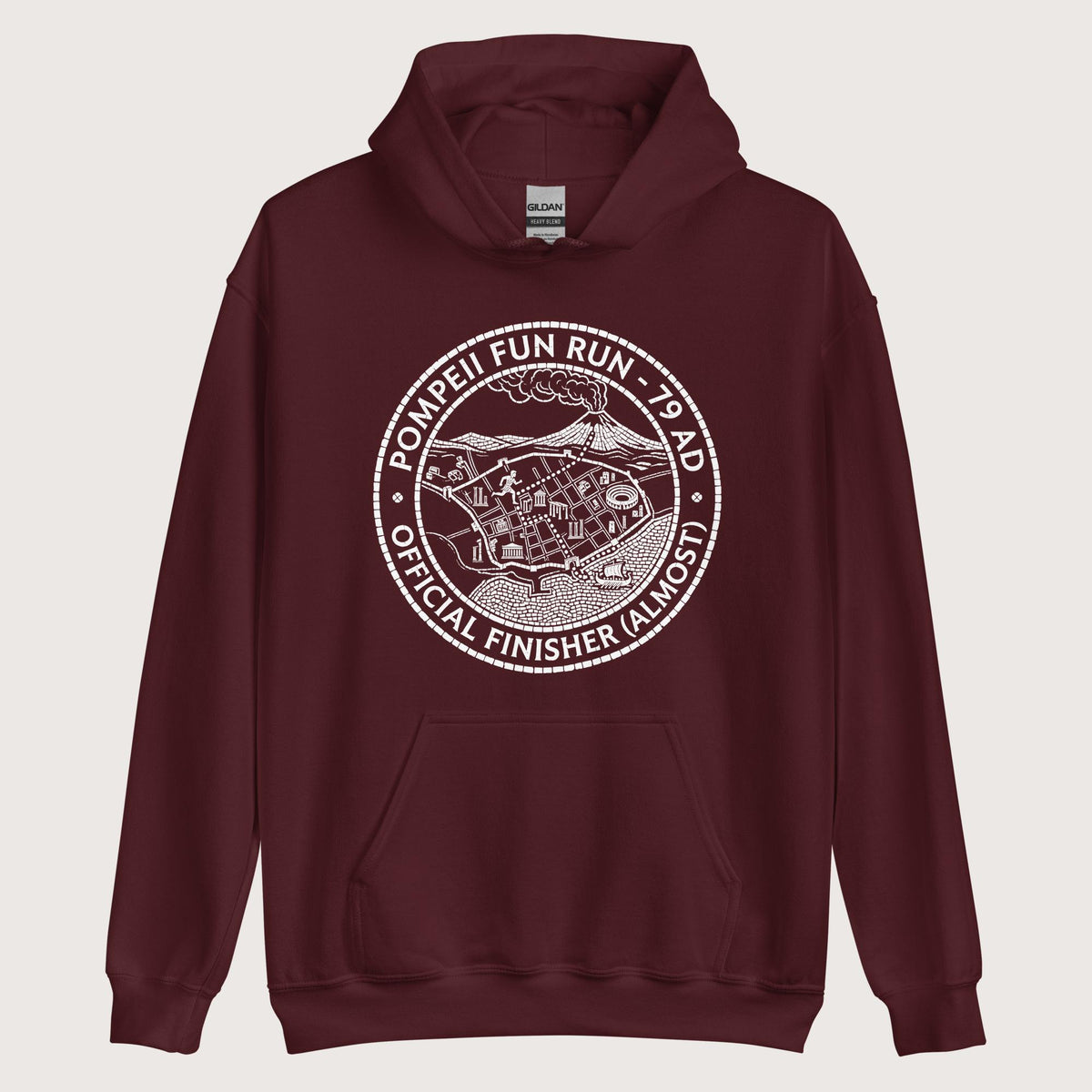 Maroon Pompeii Fun Run Official Finisher Hoodie - history buff gift by HistoHead