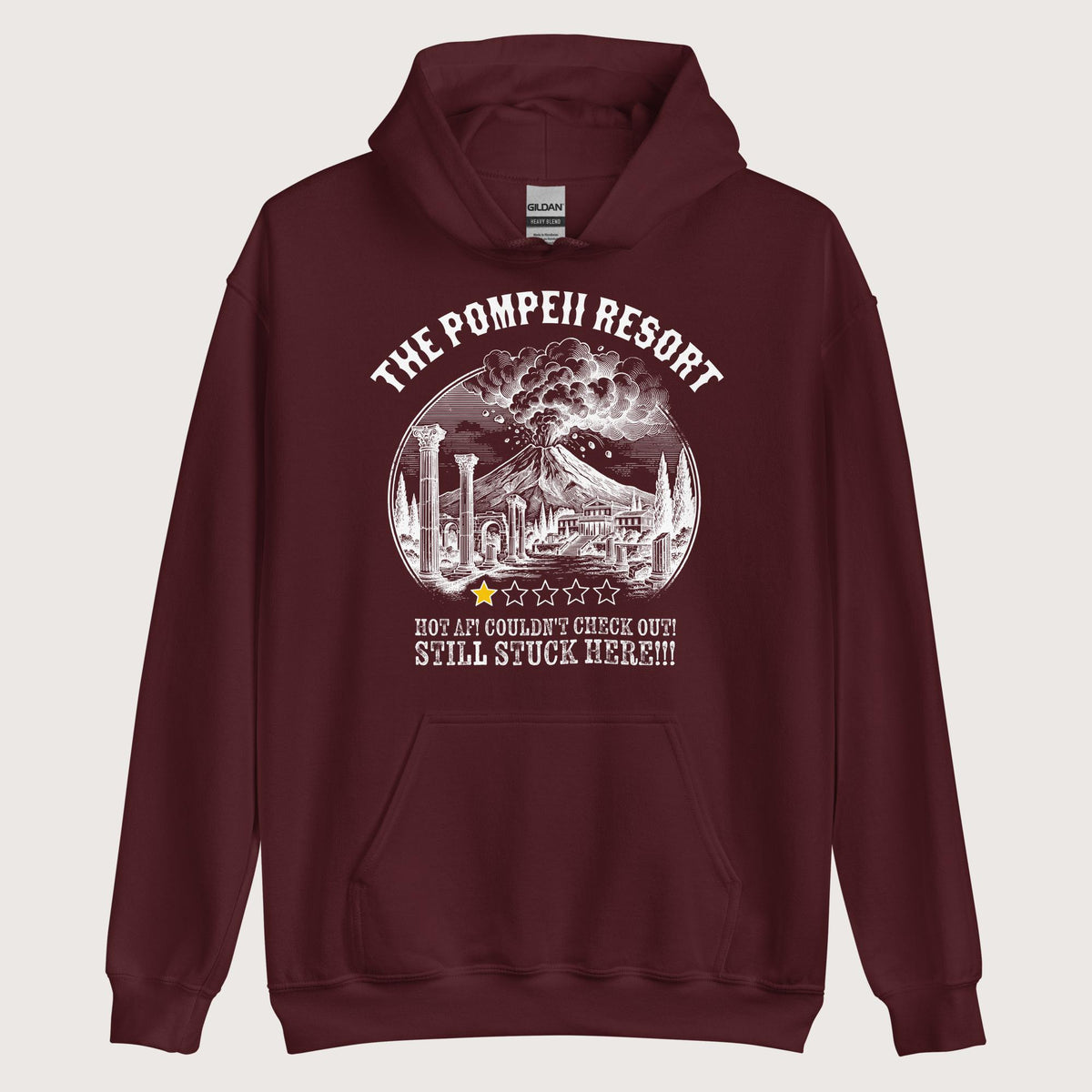 Maroon The Pompeii Resort Review Hoodie - history buff gift by HistoHead