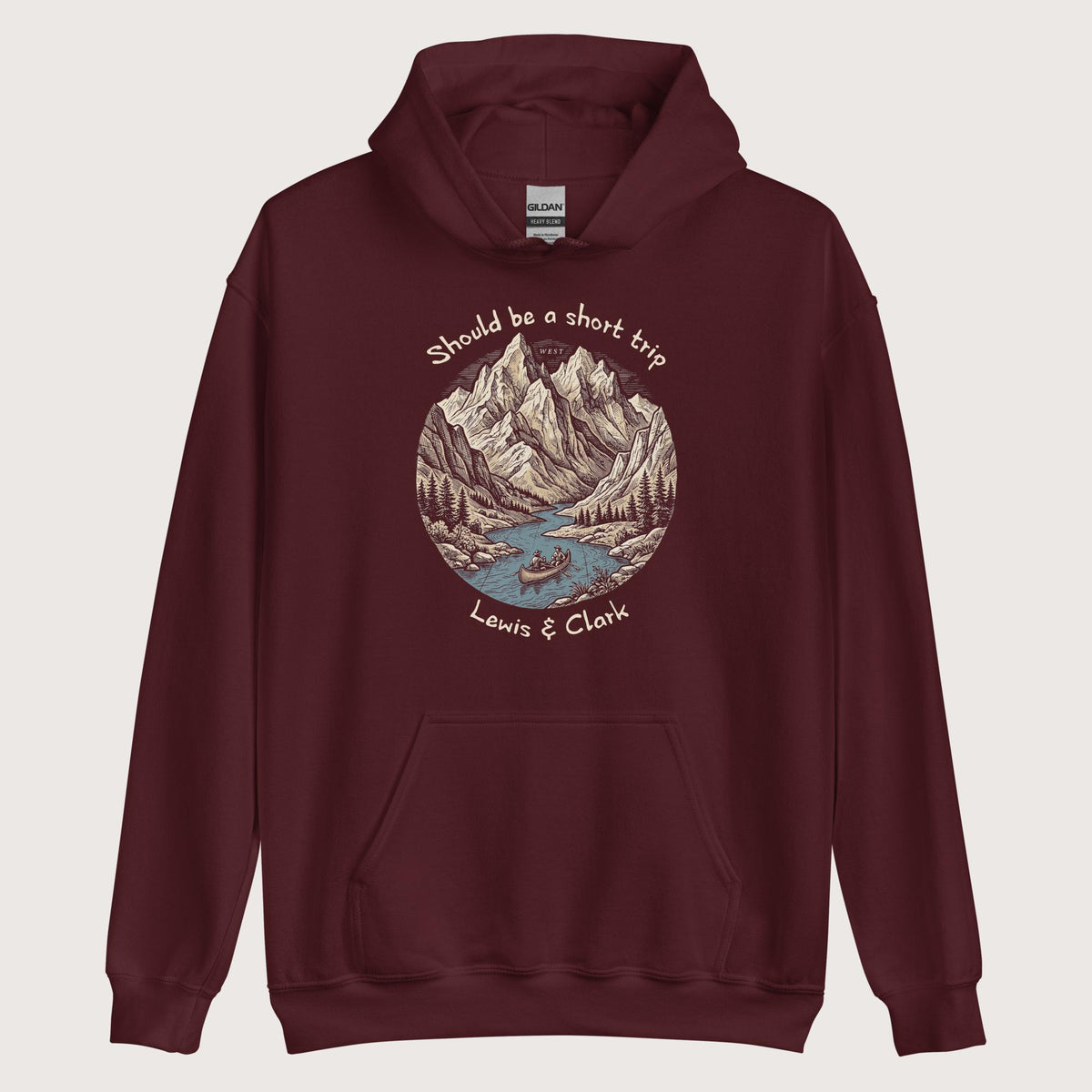 Maroon Lewis & Clark Short Trip Hoodie - history buff gift by HistoHead