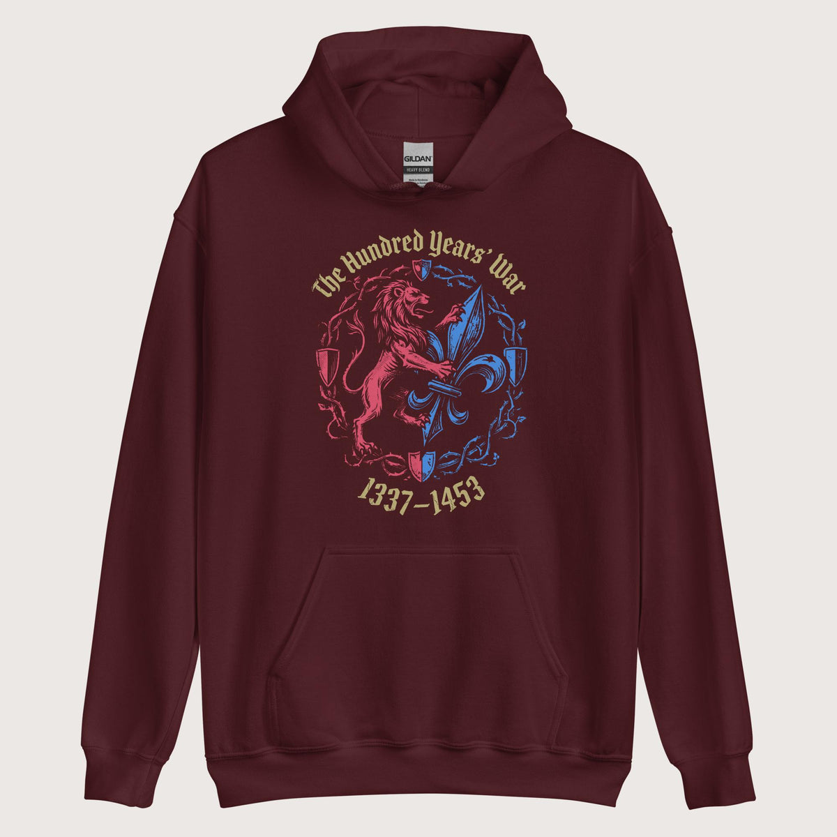 Maroon The Hundred Years' War Hoodie - history buff gift by HistoHead