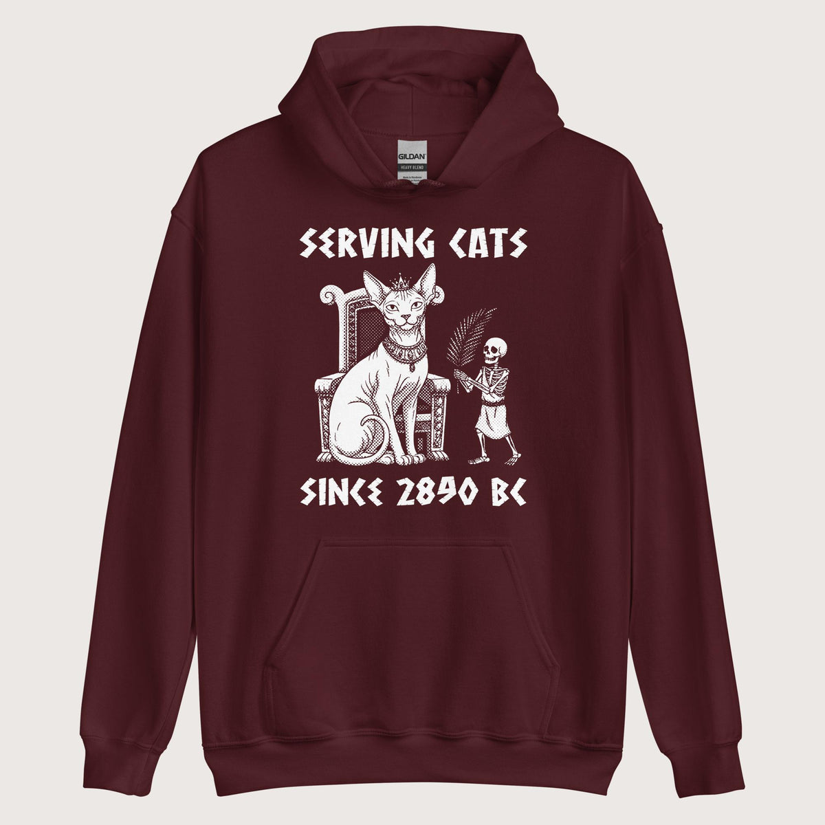 Maroon Serving Cats Since 2890 BC Hoodie - history buff gift by HistoHead