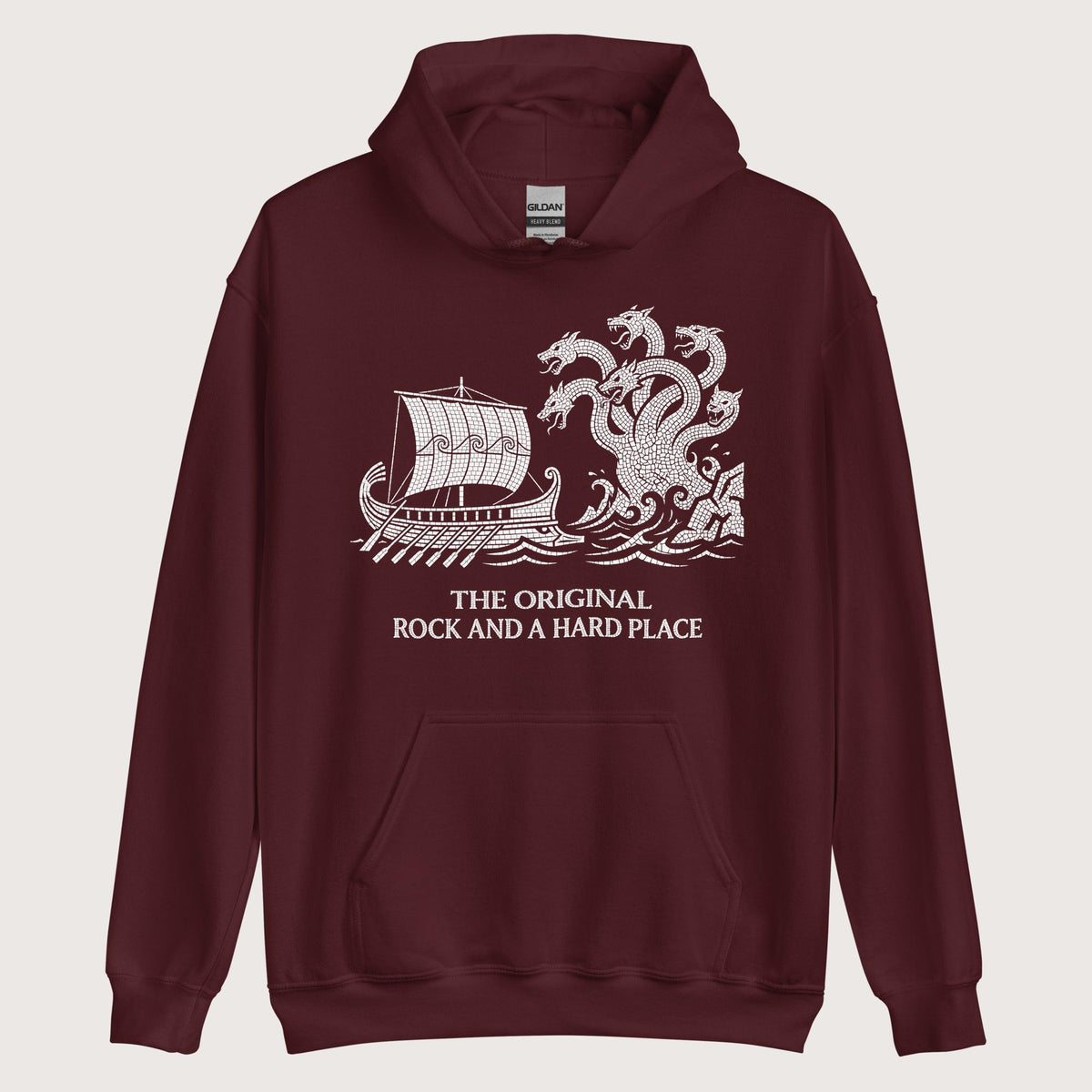 Maroon Odyssey Rock and a Hard Place Hoodie - history buff gift by HistoHead