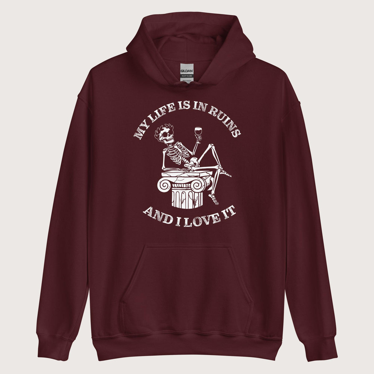 Maroon My Life is in Ruins Hoodie - history buff gift by HistoHead