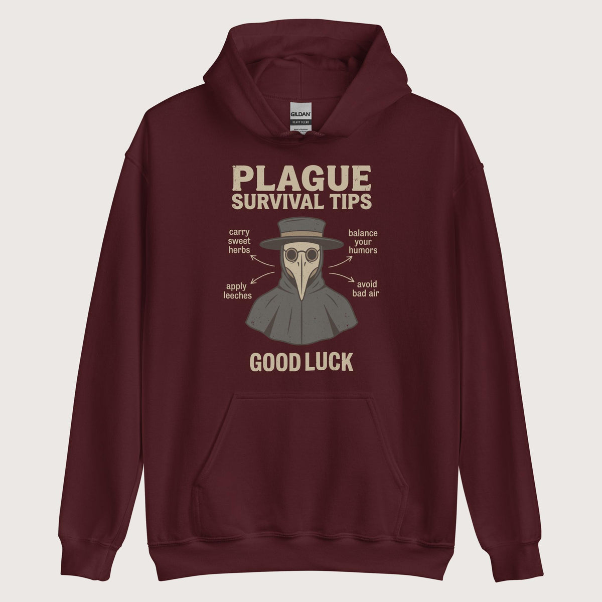 Maroon Plague Survival Tips Hoodie - history buff gift by HistoHead