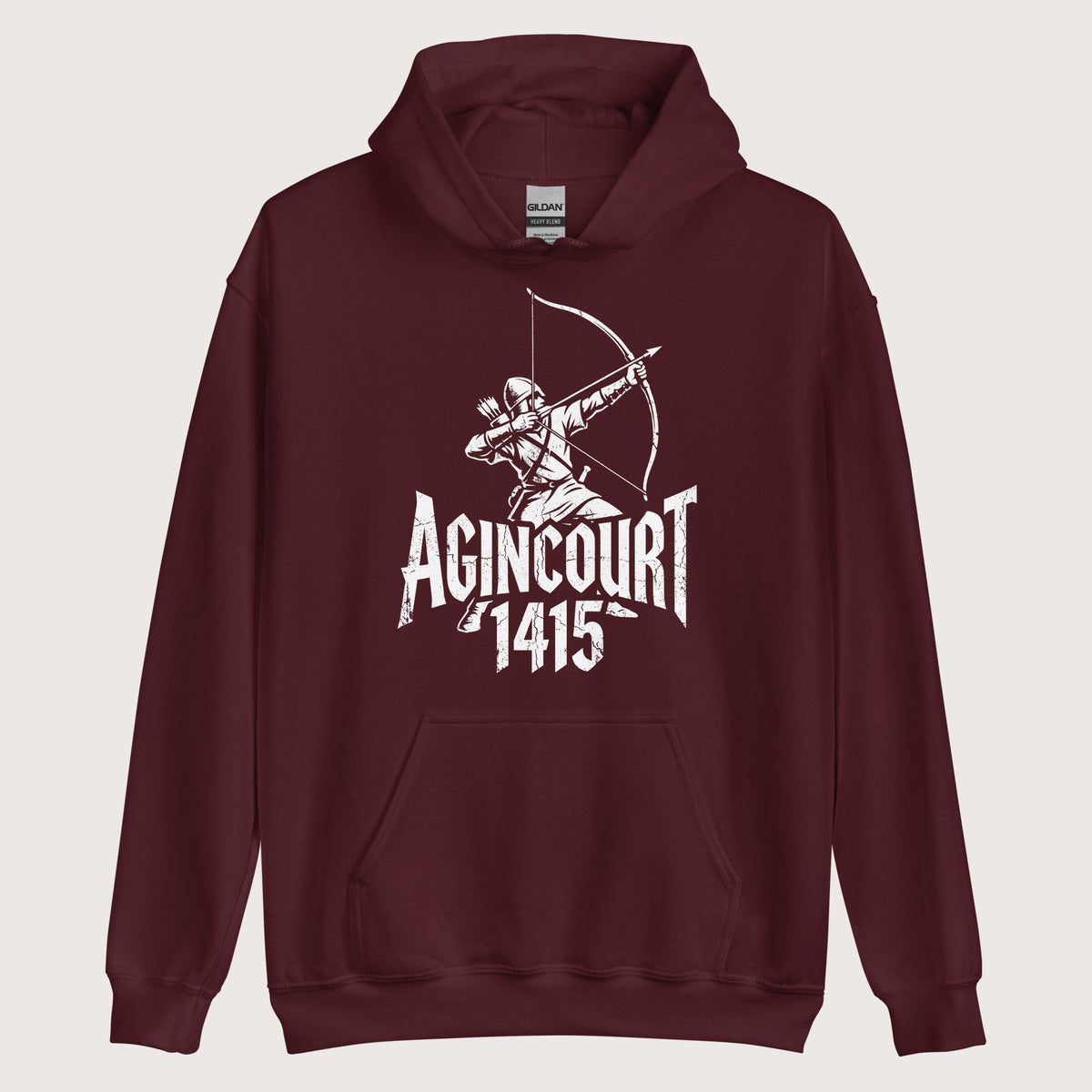 Maroon Agincourt 1415 Longbowman Hoodie - history buff gift by HistoHead