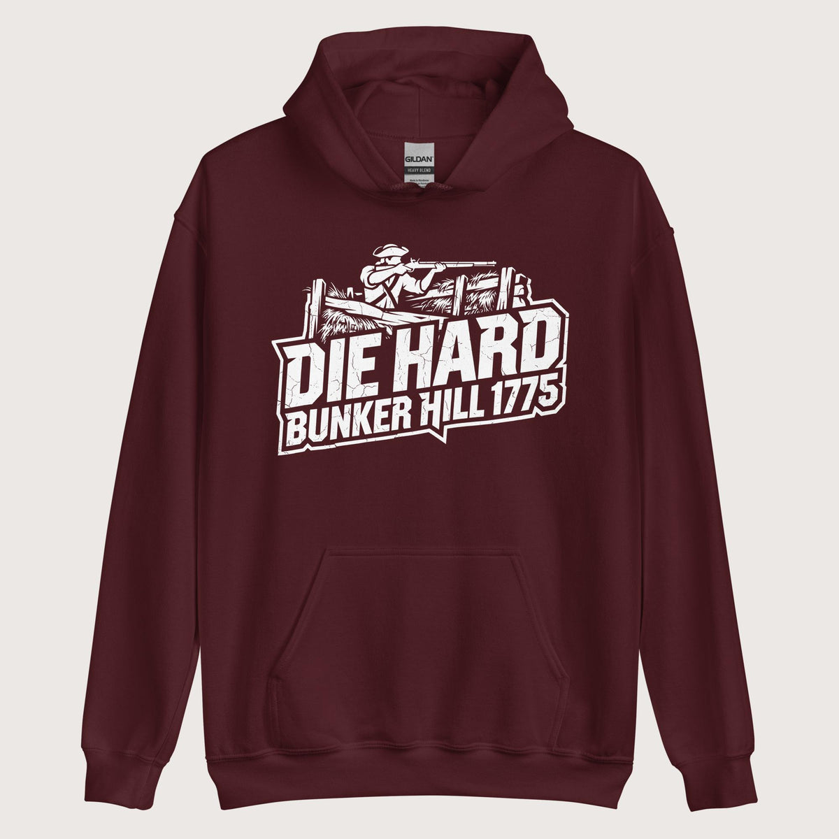 Maroon Die Hard Bunker Hill 1775 Hoodie - history buff gift by HistoHead