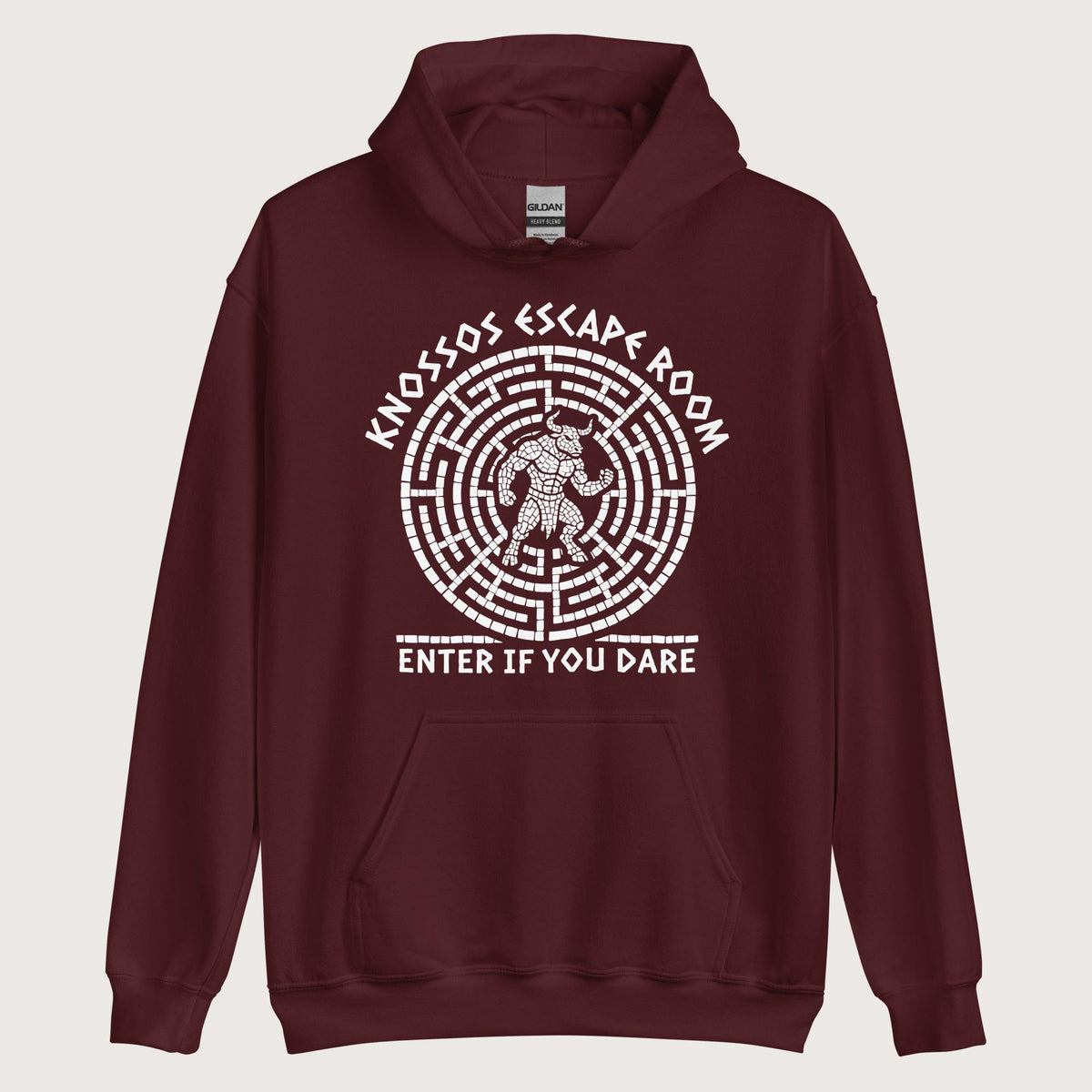 Maroon Knossos Escape Room Enter If You Dare Hoodie - history buff gift by HistoHead