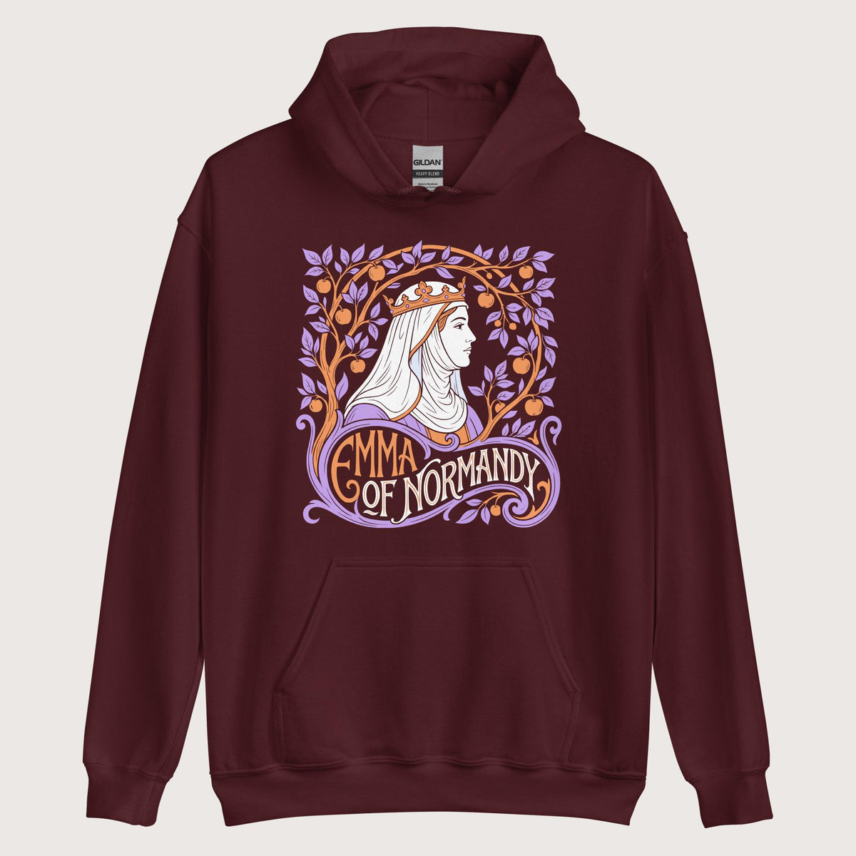 Maroon Emma Of Normandy Hoodie - history buff gift by HistoHead