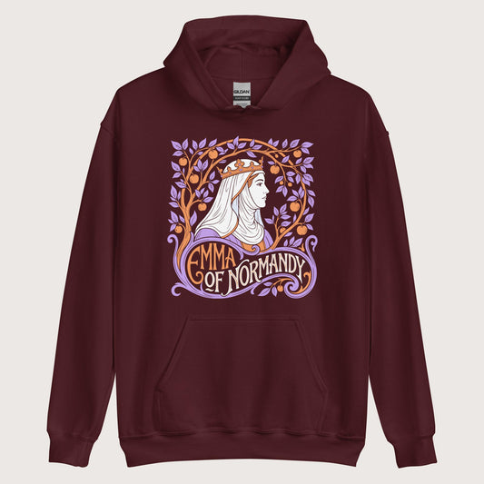 Maroon Emma Of Normandy Hoodie - history buff gift by HistoHead