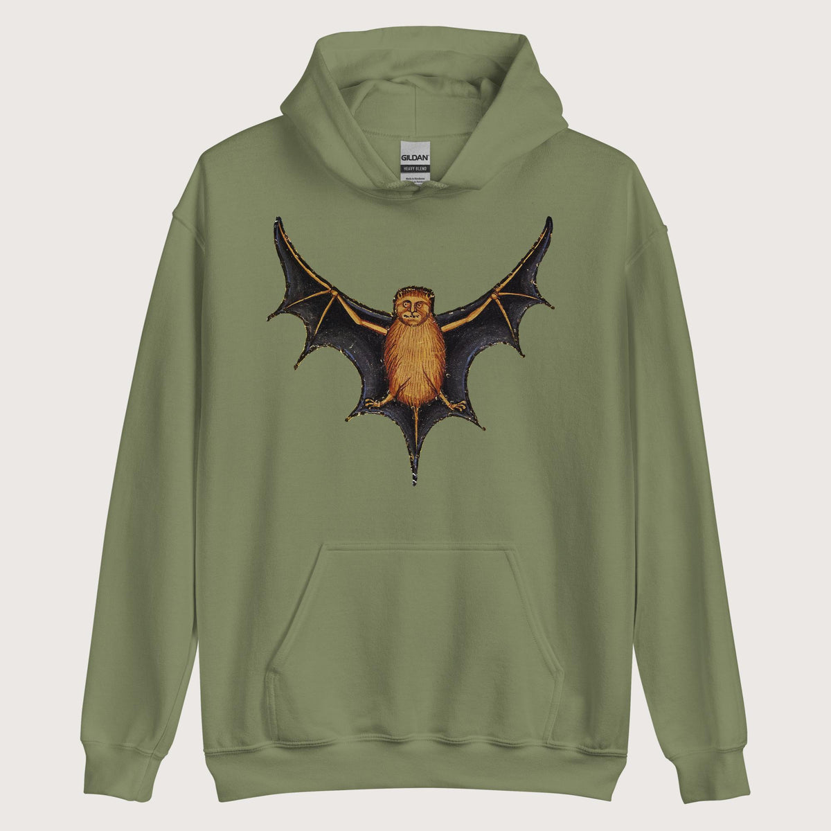 Military Green Weird Medieval Bat Hoodie - history buff gift by HistoHead