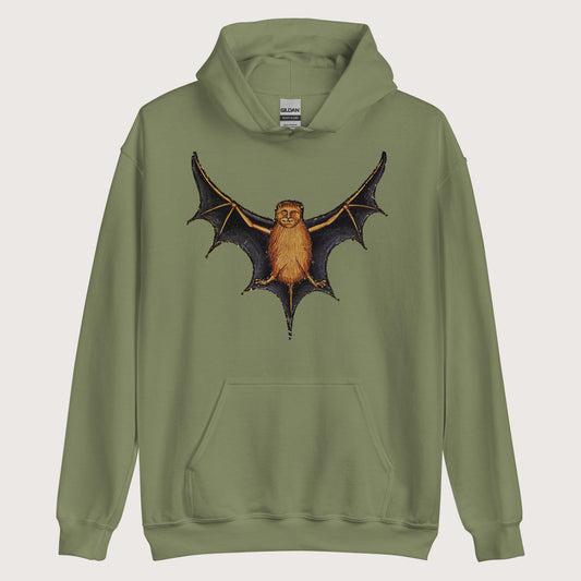 Military Green Weird Medieval Bat Hoodie - history buff gift by HistoHead