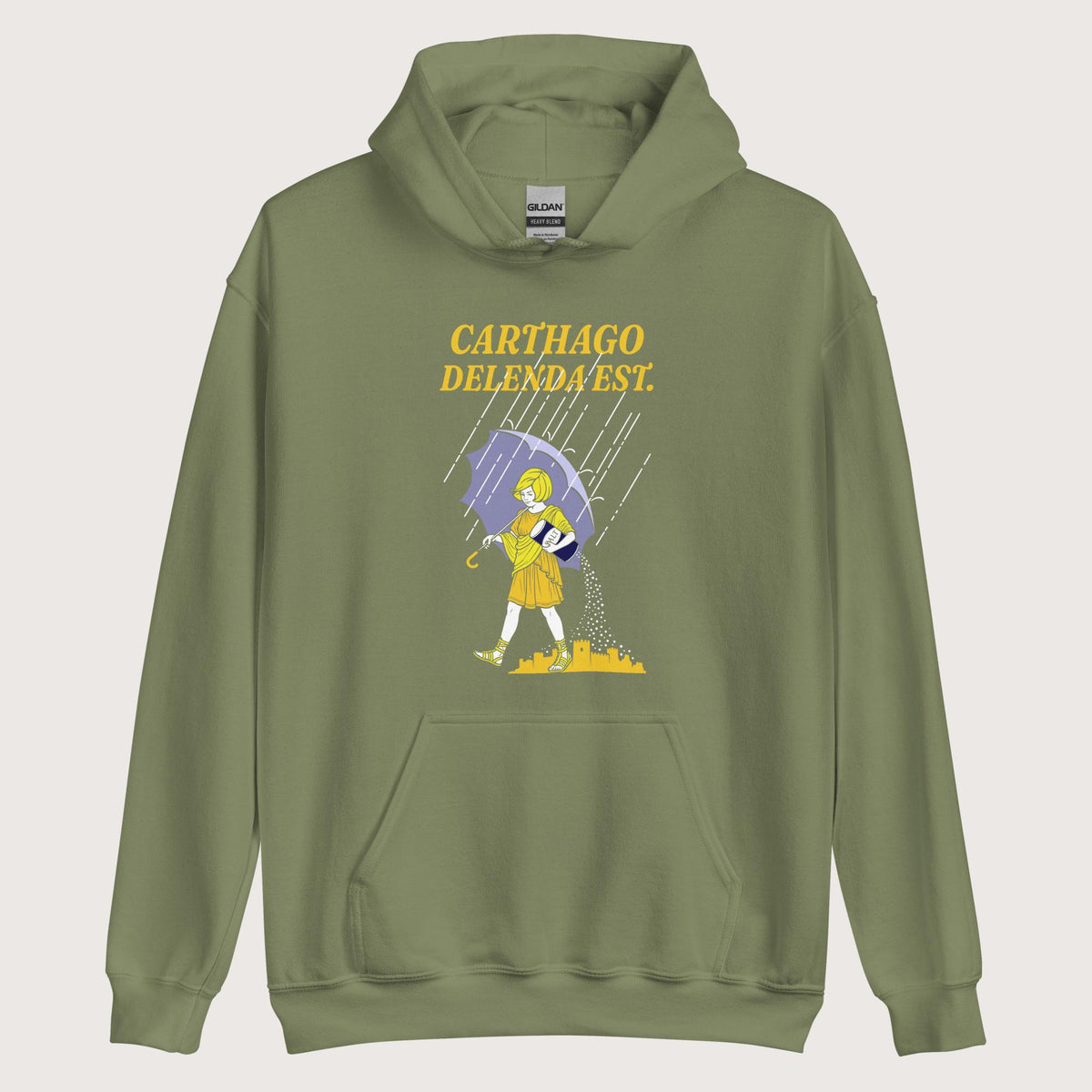 Military Green Carthago Delenda Est Salt Girl Hoodie - history buff gift by HistoHead
