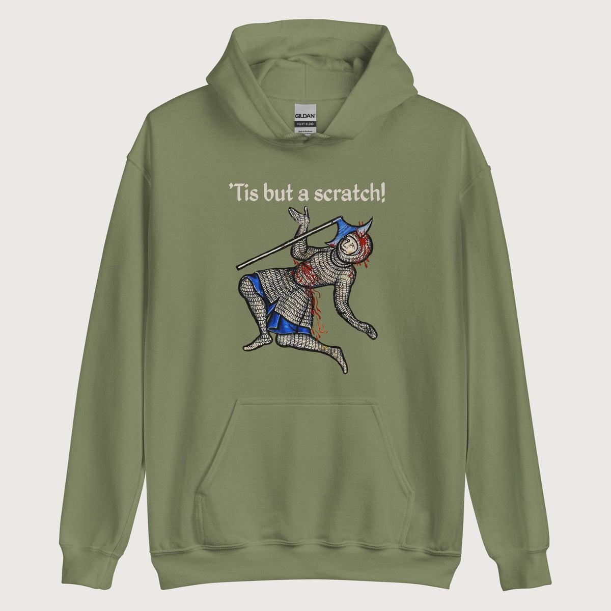Military Green Tis But A Scratch Hoodie - history buff gift by HistoHead