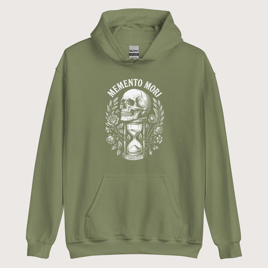 Military Green Memento Mori Tempus Fugit Hoodie - history buff gift by HistoHead
