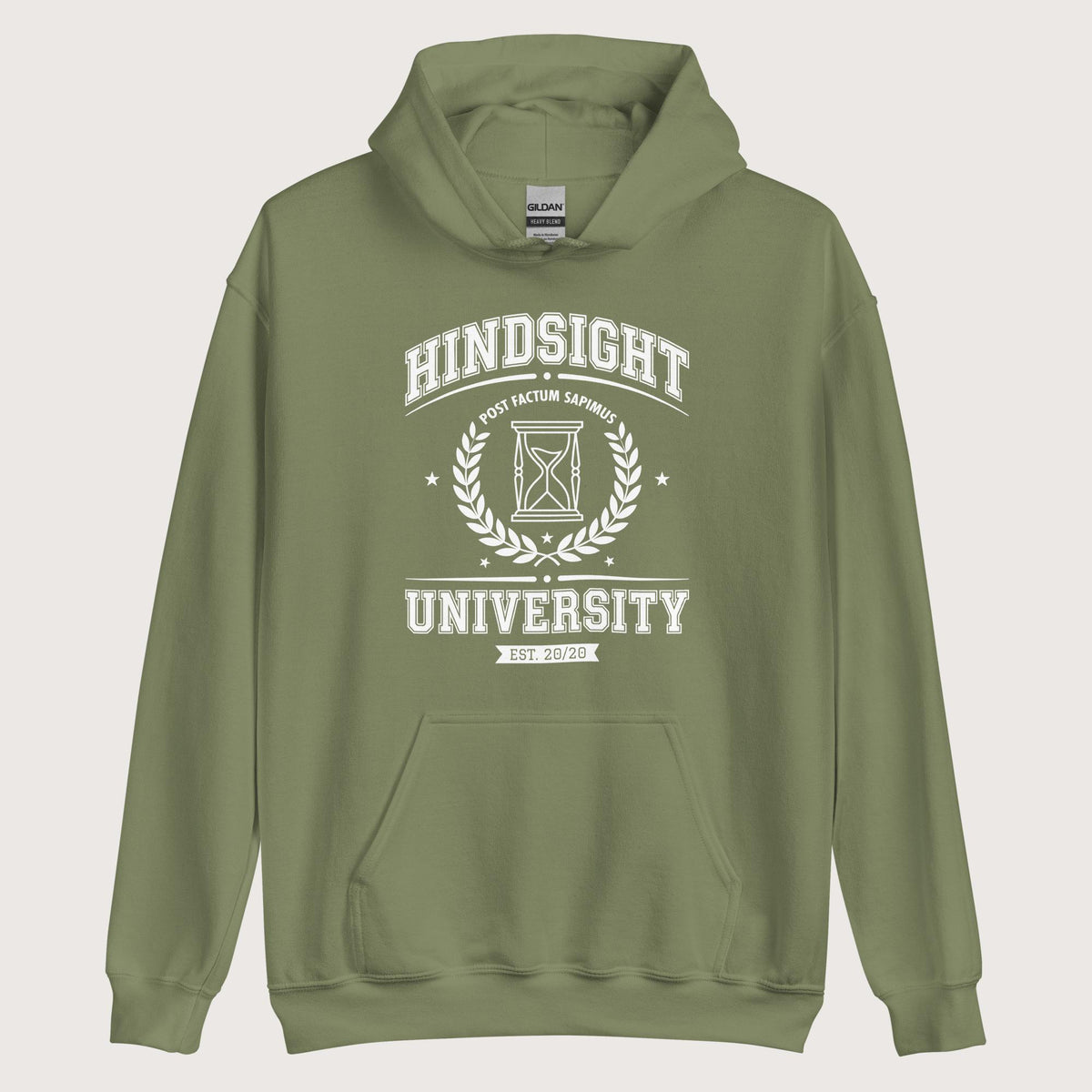 Military Green Hindsight University Hoodie - history buff gift by HistoHead