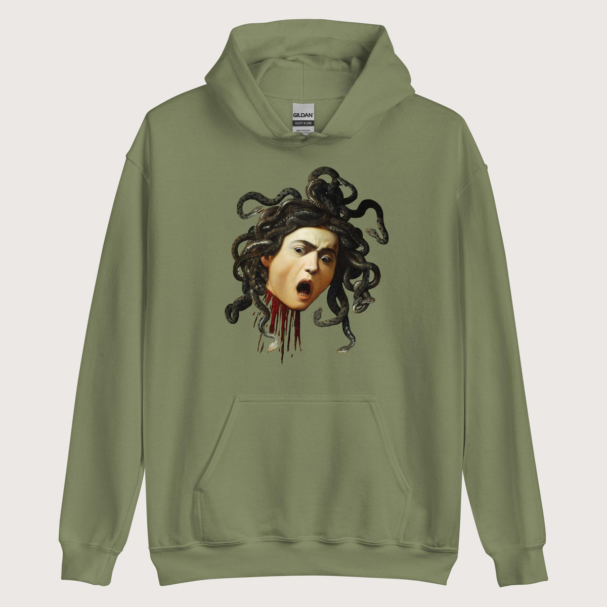 Military Green Medusa by Caravaggio Hoodie - history buff gift by HistoHead