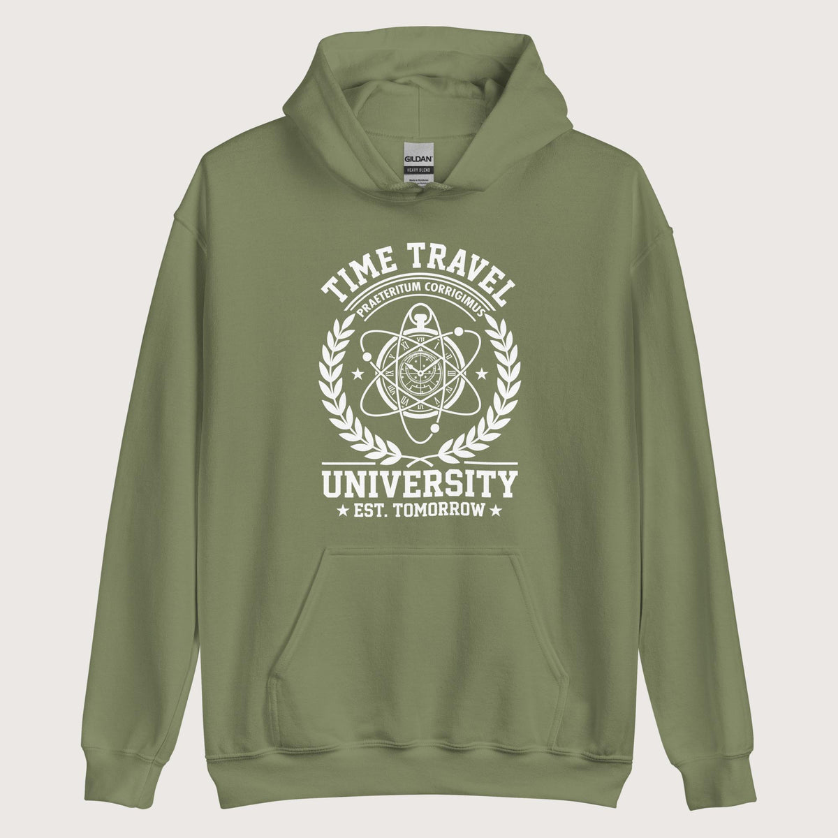 Military Green Time Travel University Hoodie - history buff gift by HistoHead