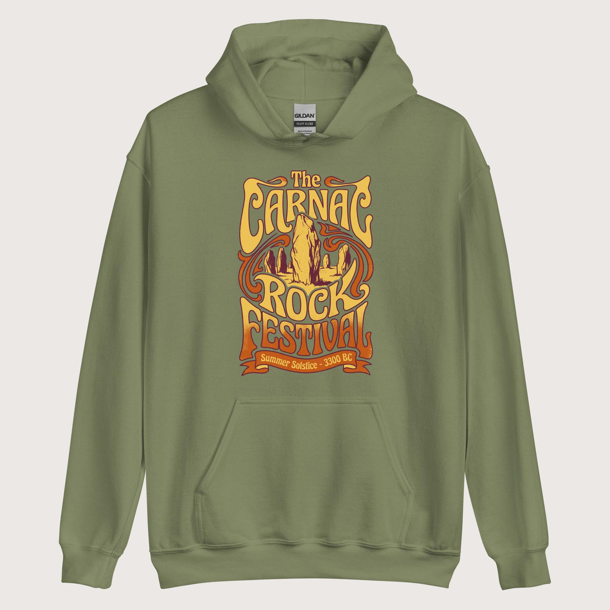 Military Green Carnac Rock Festival Hoodie - history buff gift by HistoHead