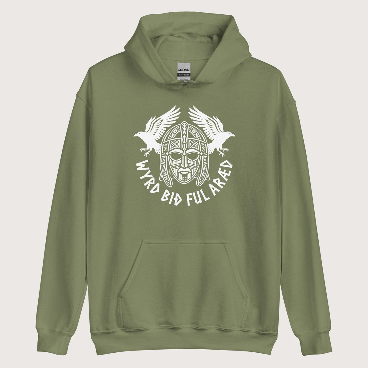 Military Green Wyrd Bið Ful Aræd Sutton Hoo Helmet Edition Hoodie - history buff gift by HistoHead