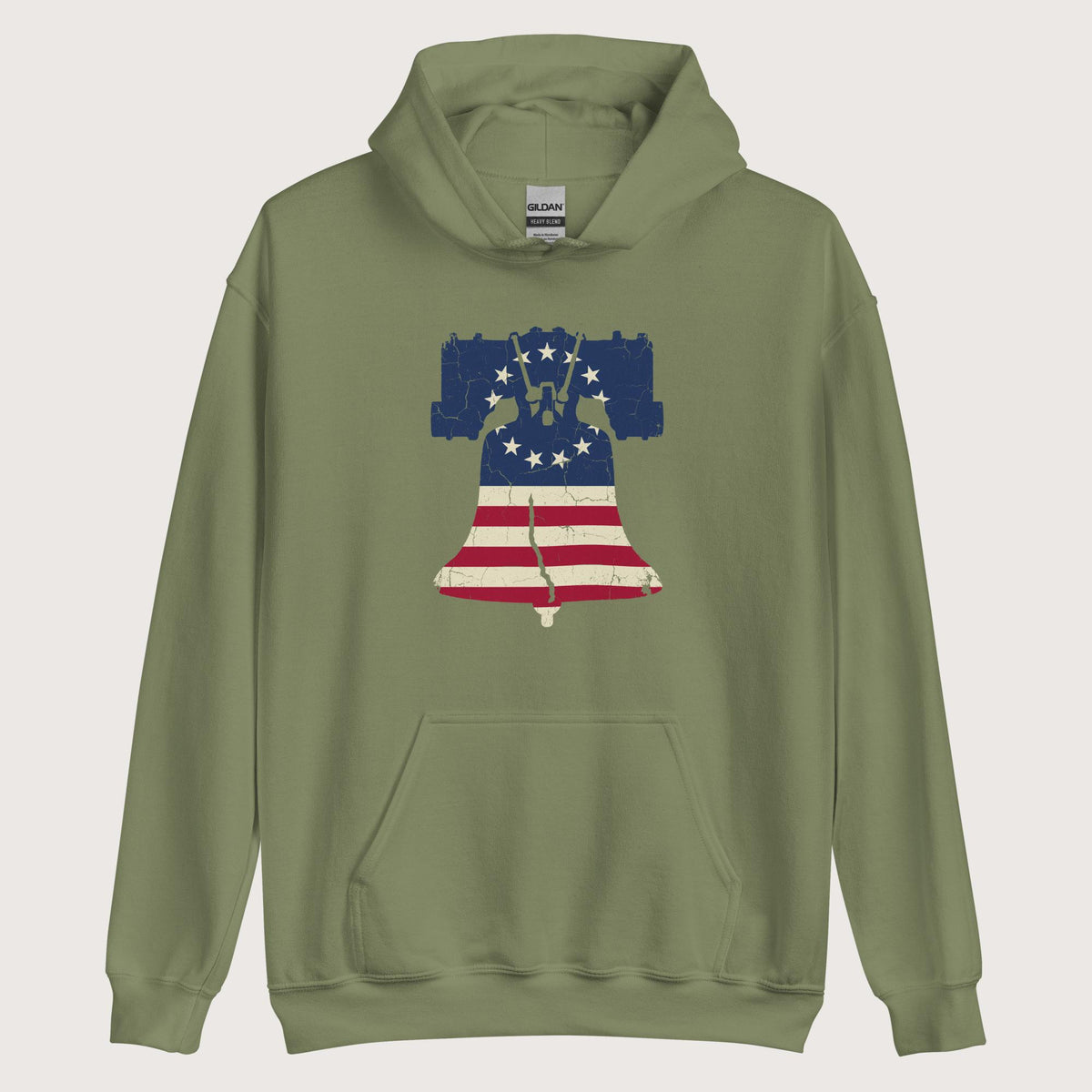 Military Green Liberty Bell Hoodie - history buff gift by HistoHead