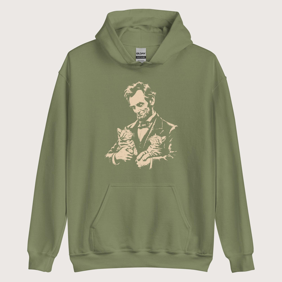 Military Green Lincoln's Cats Hoodie - history buff gift by HistoHead