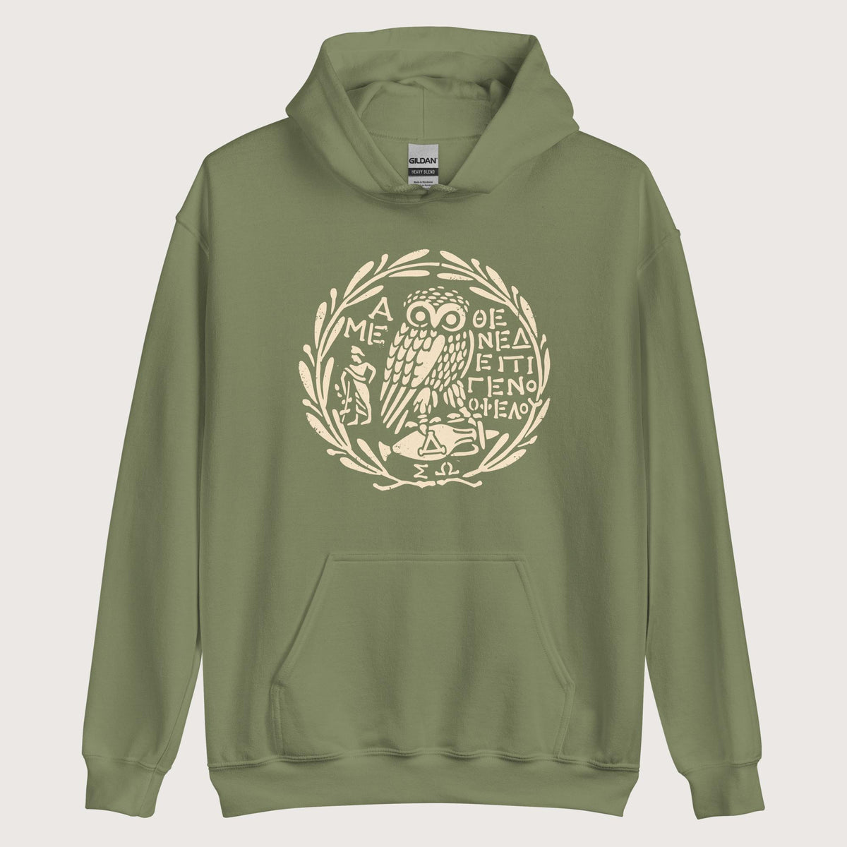 Military Green Owl of Athena 2 Hoodie - history buff gift by HistoHead