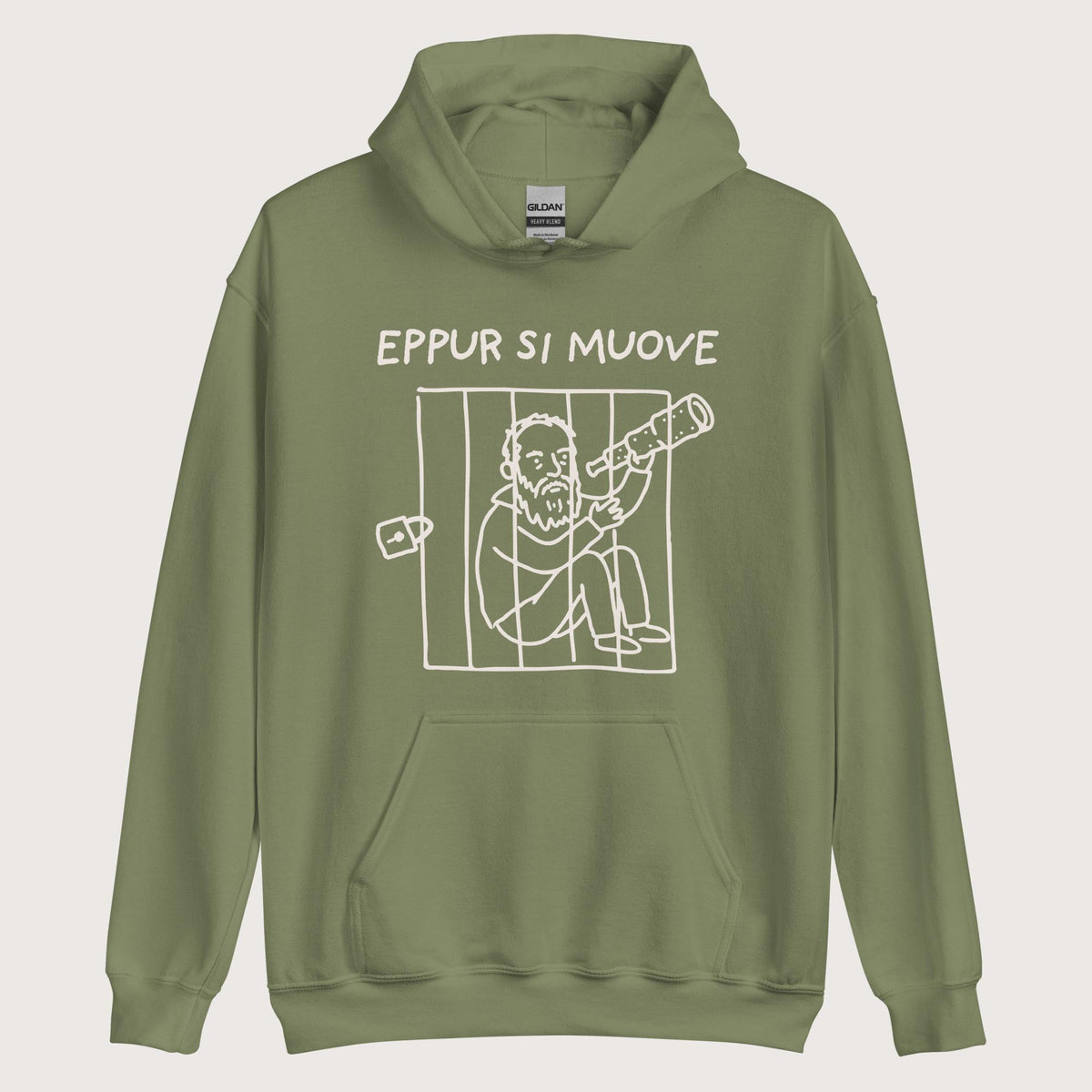 Military Green Galileo Galilei And Yet It Moves Hoodie - history buff gift by HistoHead