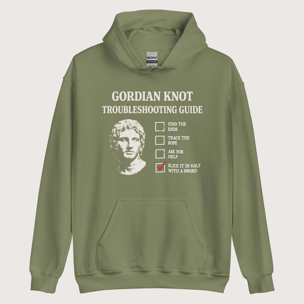 Military Green Alexander's Gordian Knot Guide Hoodie - history buff gift by HistoHead