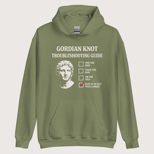Military Green Alexander's Gordian Knot Guide Hoodie - history buff gift by HistoHead