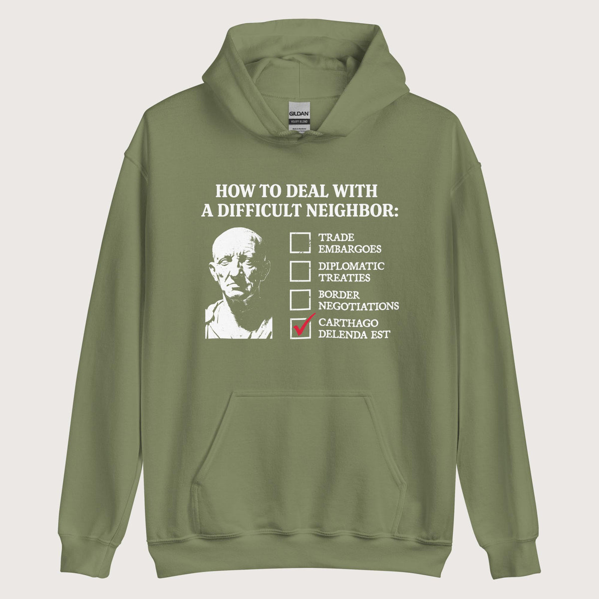 Military Green Cato's Foreign Policy Hoodie - history buff gift by HistoHead