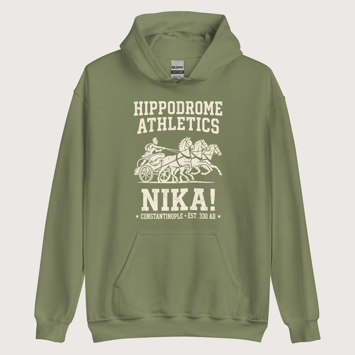 Military Green Hippodrome Athletics Hoodie - history buff gift by HistoHead