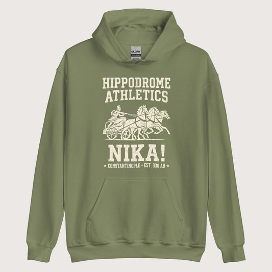 Military Green Hippodrome Athletics Hoodie - history buff gift by HistoHead