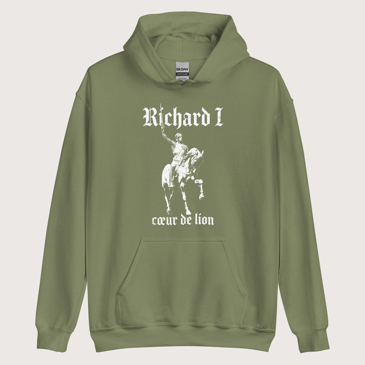 Military Green Richard I Coeur de Lion Hoodie - history buff gift by HistoHead