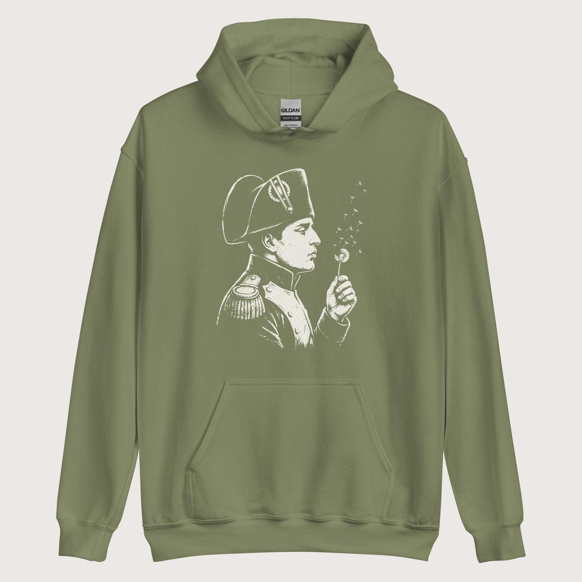 Military Green Napoleon Bonaparte Blowing Wishes Hoodie - history buff gift by HistoHead