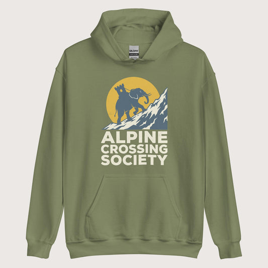 Military Green Alpine Crossing Society Hoodie - history buff gift by HistoHead