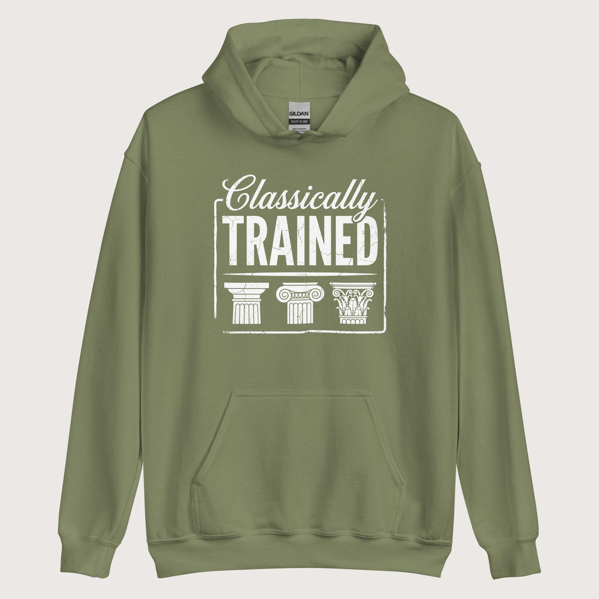 Military Green Classically Trained Hoodie - history buff gift by HistoHead