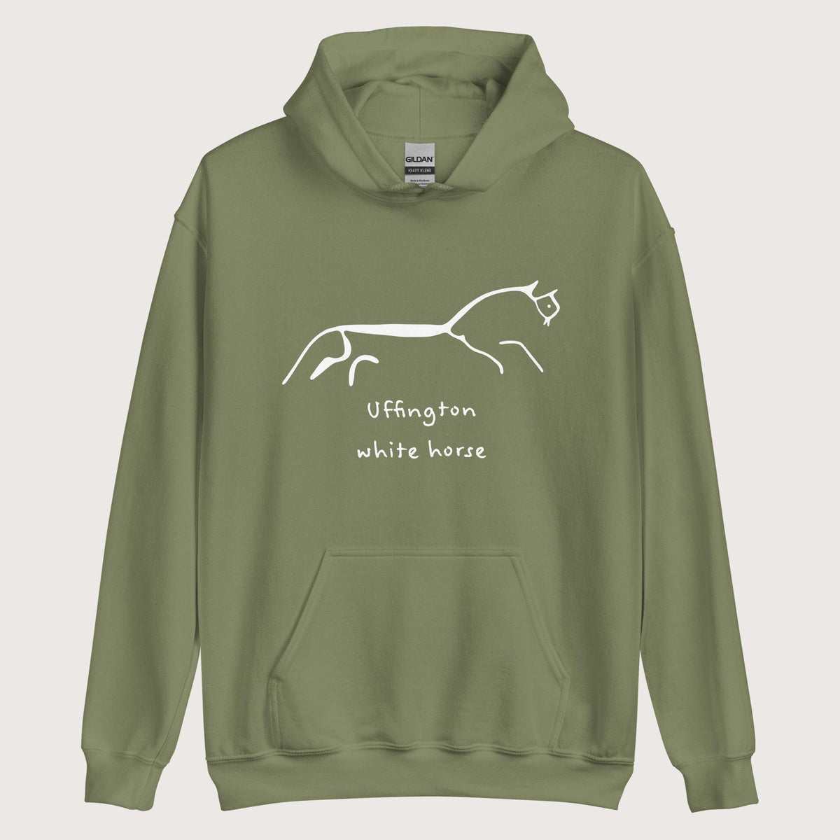 Military Green Uffington White Horse Hoodie - history buff gift by HistoHead