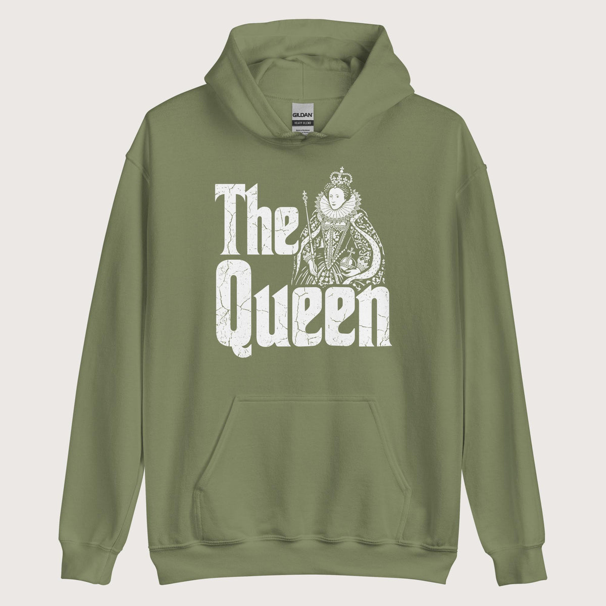 Military Green Queen Elizabeth I Hoodie - history buff gift by HistoHead