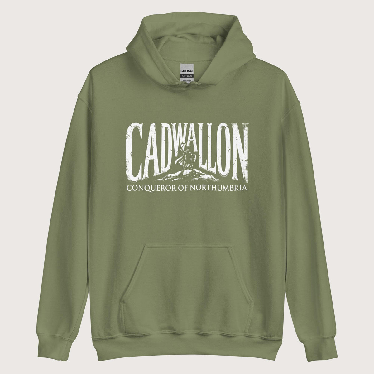Military Green Cadwallon Conqueror of Northumbria Hoodie - history buff gift by HistoHead