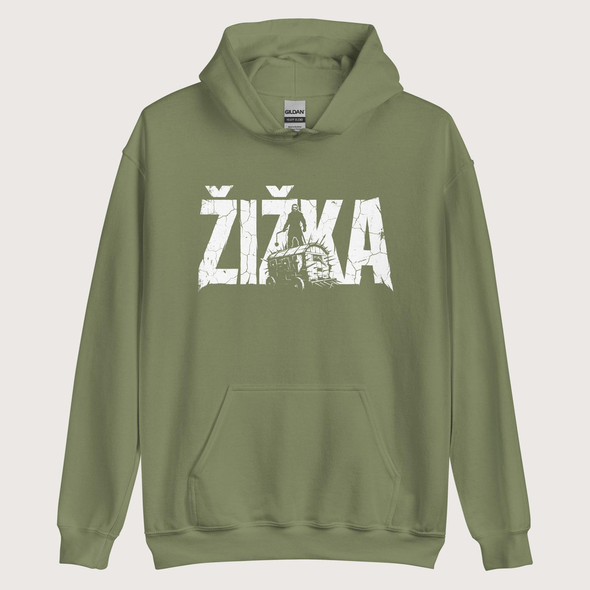 Military Green Jan Žižka Hoodie - history buff gift by HistoHead