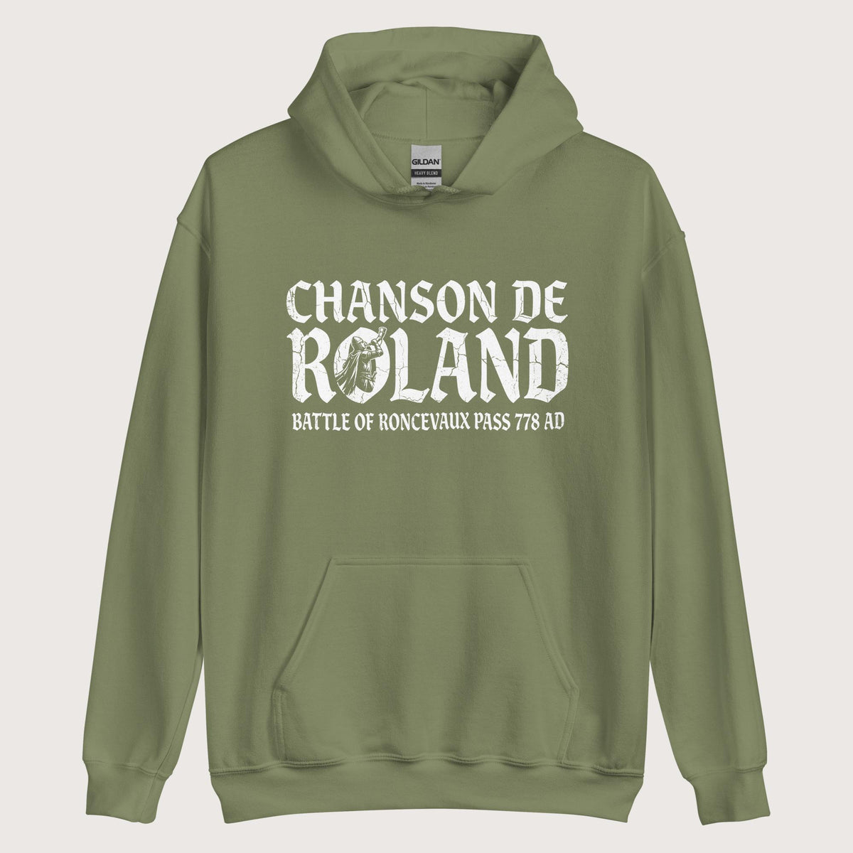 Military Green Chanson de Roland Battle of Roncevaux Hoodie - history buff gift by HistoHead