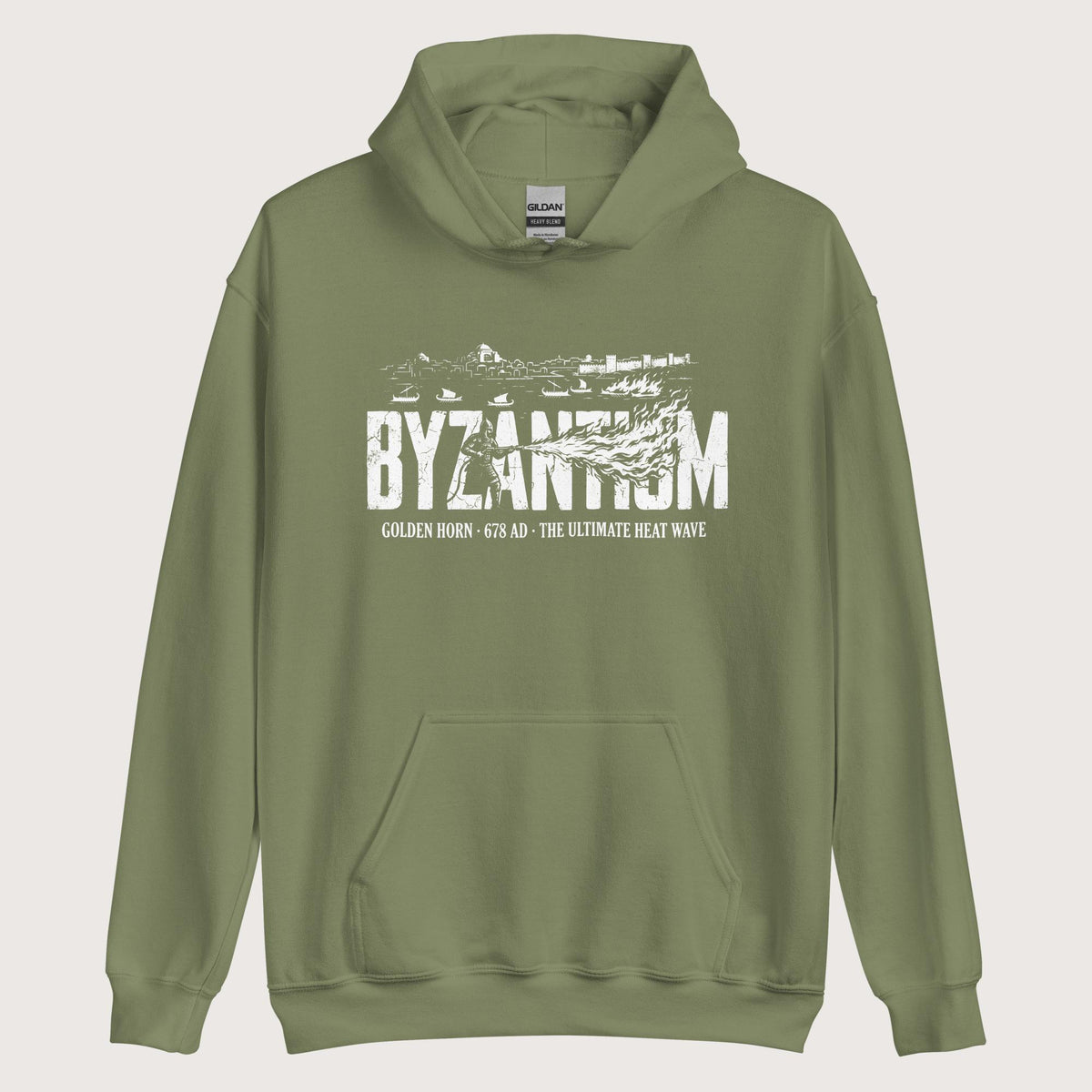 Military Green Greek Fire 678 Hoodie - history buff gift by HistoHead
