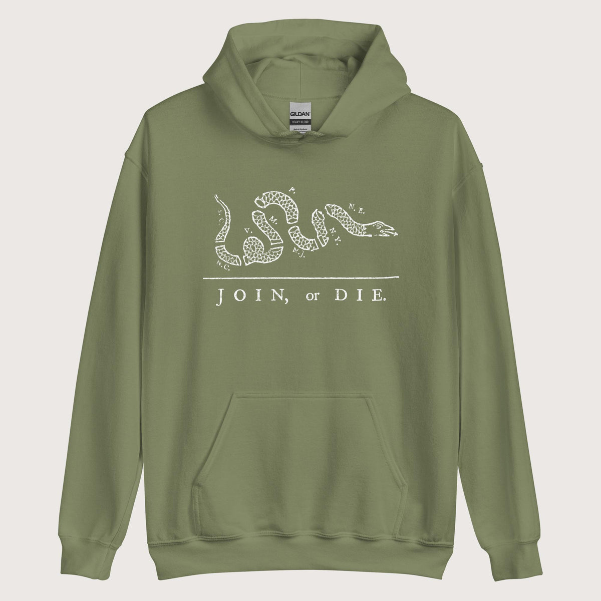 Military Green Join Or Die Hoodie - history buff gift by HistoHead