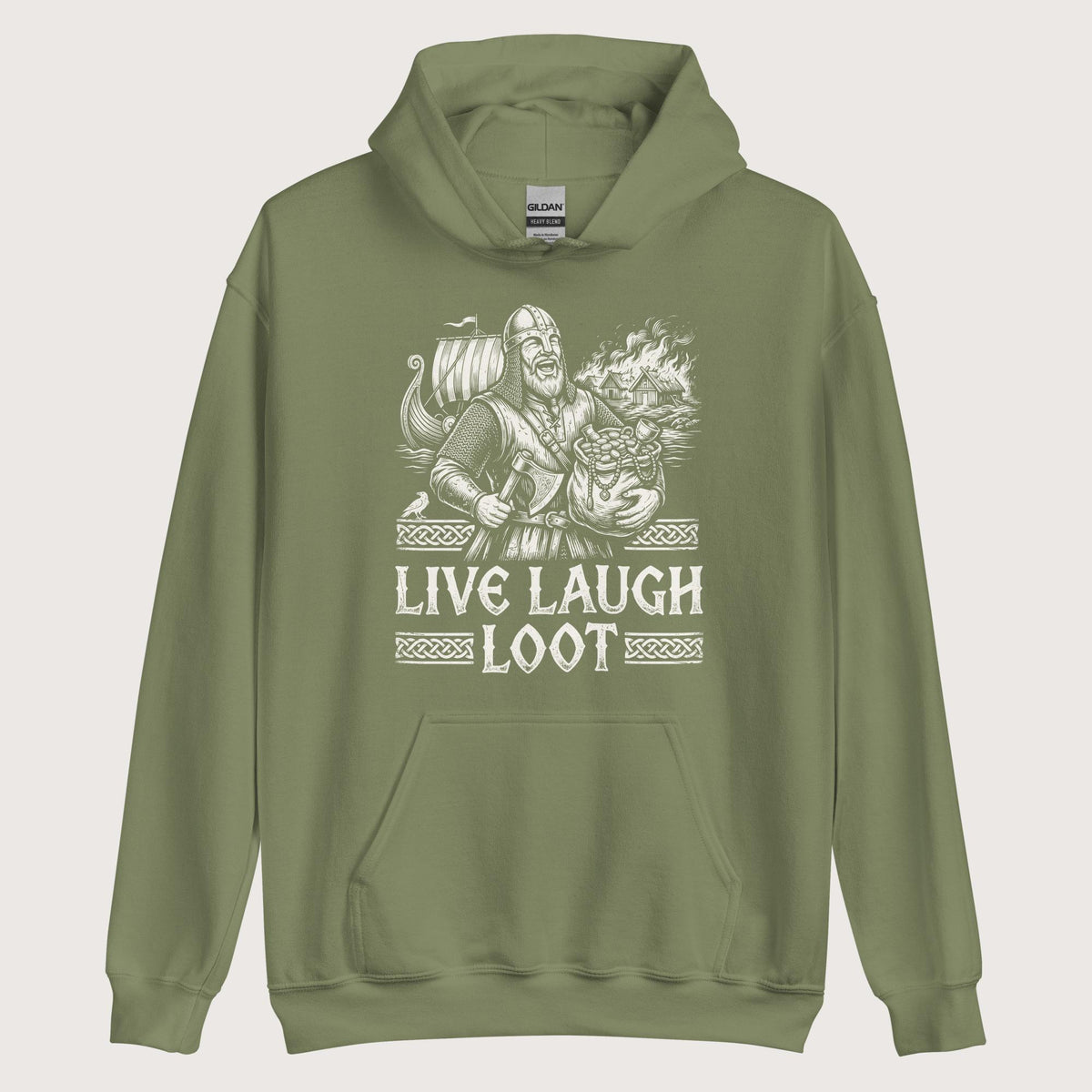 Military Green Live Laugh Loot Hoodie - history buff gift by HistoHead