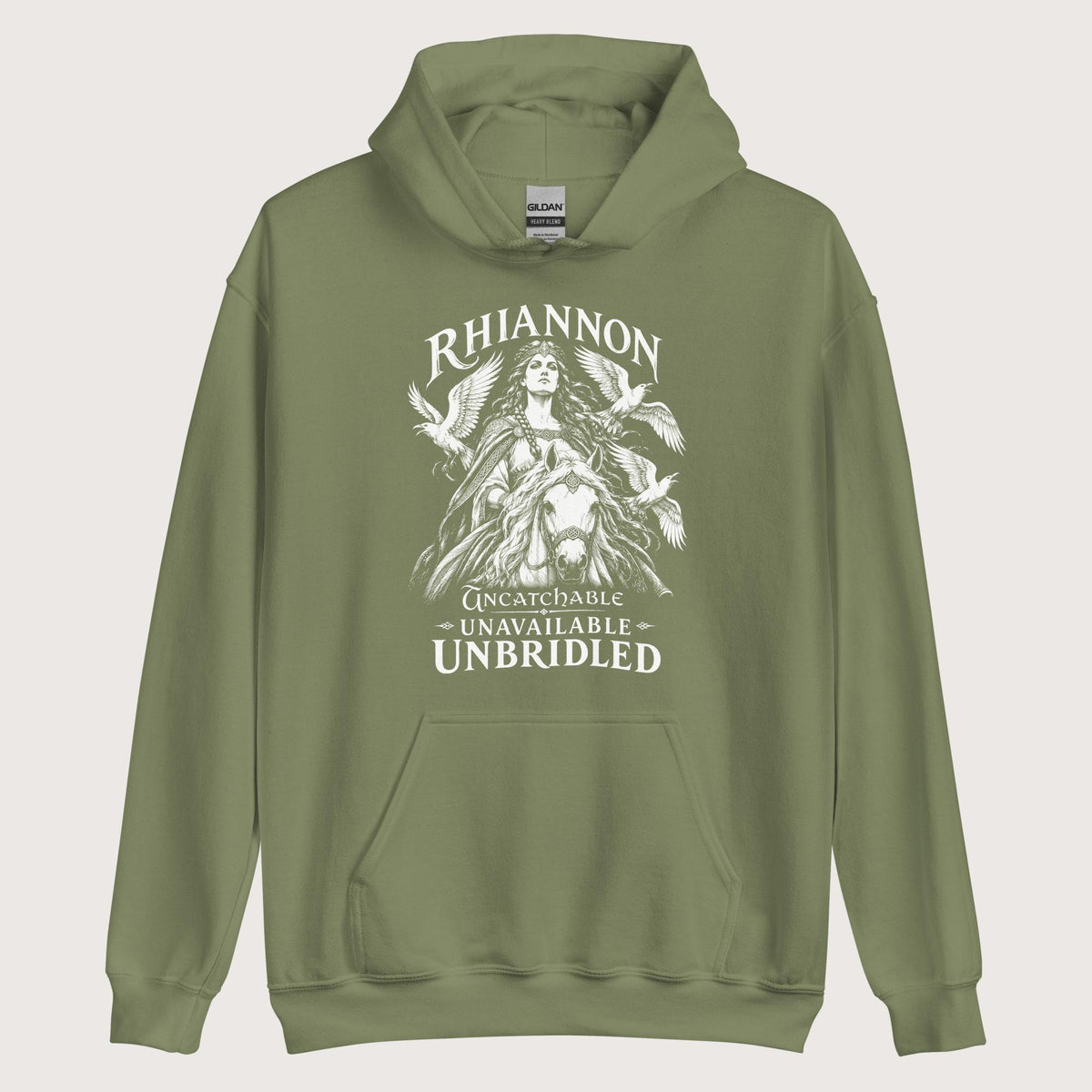 Military Green Rhiannon Uncatchable Unavailable Unbridled Hoodie - history buff gift by HistoHead