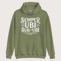Military Green Latin Pun Semper Ubi Sub Ubi Hoodie - history buff gift by HistoHead