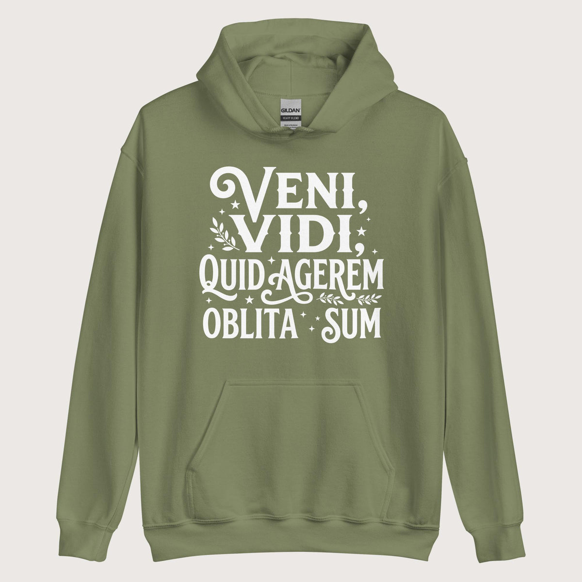 Military Green Latin I Came I Saw I Forgot I Was Doing (Feminine Version) Hoodie - history buff gift by HistoHead