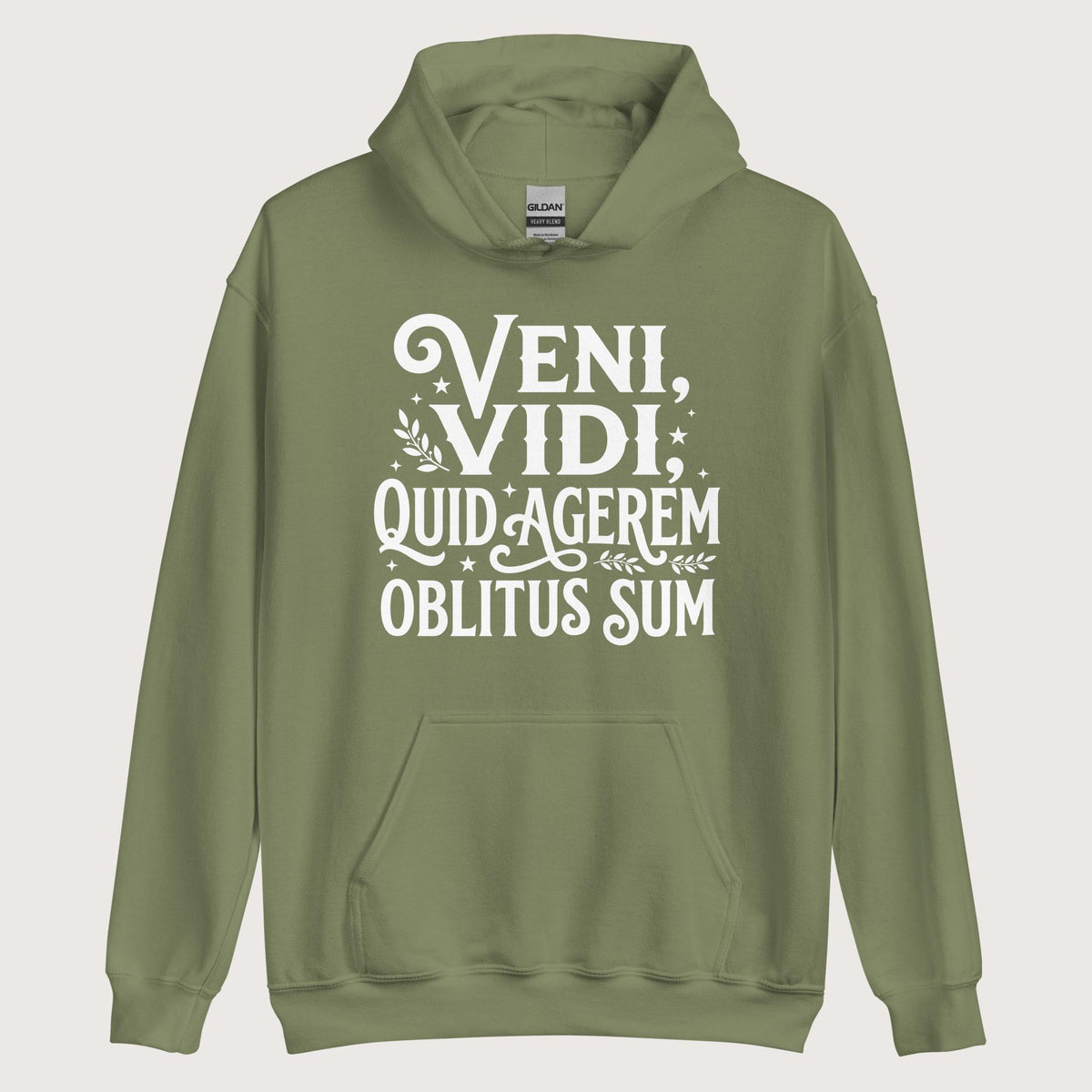 Military Green Latin I Came I Saw I Forgot I Was Doing Hoodie - history buff gift by HistoHead