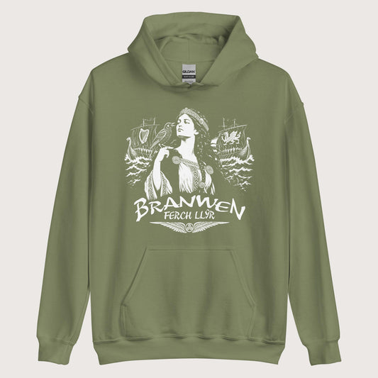 Military Green Branwen ferch Llŷr Hoodie - history buff gift by HistoHead